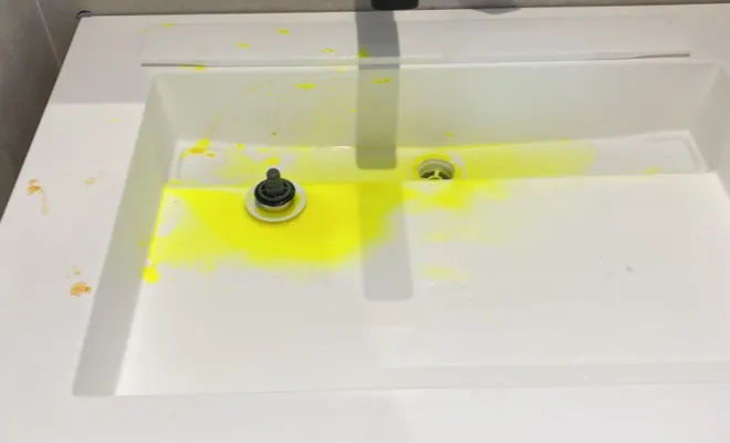 teste de l'évacuation du meuble de salle de bain 